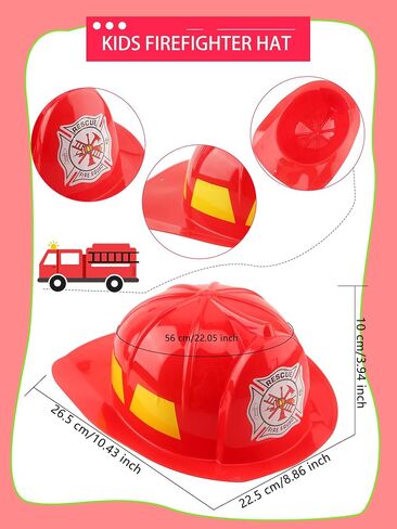4 Pack Kids Fireman Hat Plastic Fire Chief Helmet Firefighter Hard Hat Fireman Costume Helmet for Boys and Girls in Saudi Arabia