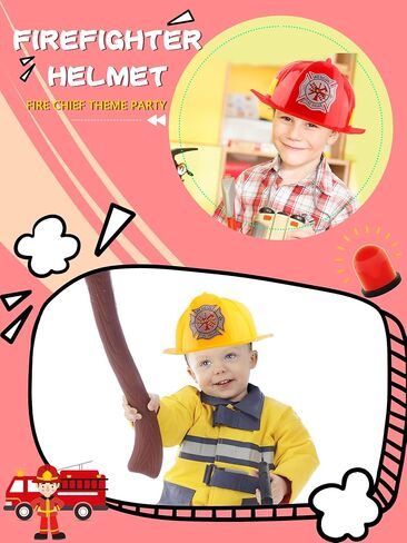 4 Pack Kids Fireman Hat Plastic Fire Chief Helmet Firefighter Hard Hat Fireman Costume Helmet for Boys and Girls in Saudi Arabia