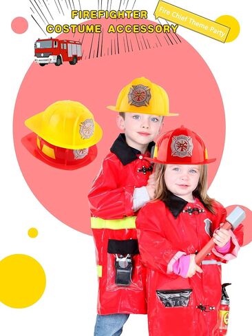 4 Pack Kids Fireman Hat Plastic Fire Chief Helmet Firefighter Hard Hat Fireman Costume Helmet for Boys and Girls in Saudi Arabia