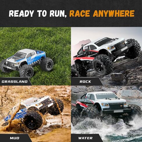 Brushless RC Truck, Super Fast RC Cars, 1/18 Chevrolet Colorado Hobby RC Trucks, 45km/h High Speed Remote Control Car with 2S Battery Rechargeable(42mph with 3S) for Adults, Blue in Saudi Arabia