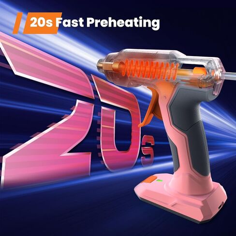مسدس غراء لاسلكي طراز جديد 2024، مسدس غراء GoGonova 20s سريع التسخين ومضاد للتنقيط، مجموعة مسدس غراء ساخن قابل للشحن USB-C بقدرة 5 أمبير في الساعة مع 25 قطعة من أعواد غراء صغيرة، إيقاف تشغيل ذكي، وردي in Kuwait