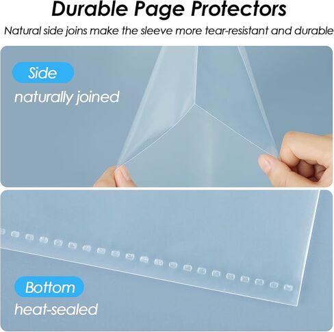 KTRIO No Holes Sheet Protectors 8.5 x 11 Inch Heavy Duty Clear Page Protectors, Plastic Paper Sleeves Document Protectors, Letter Size, Top Loading, Acid Free, 50 Pack in Saudi Arabia