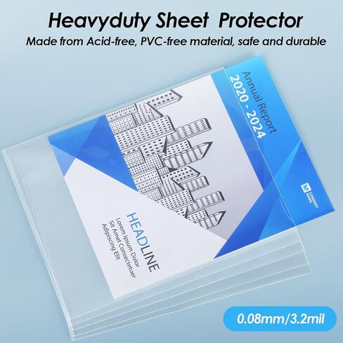 KTRIO No Holes Sheet Protectors 8.5 x 11 Inch Heavy Duty Clear Page Protectors, Plastic Paper Sleeves Document Protectors, Letter Size, Top Loading, Acid Free, 50 Pack in Saudi Arabia