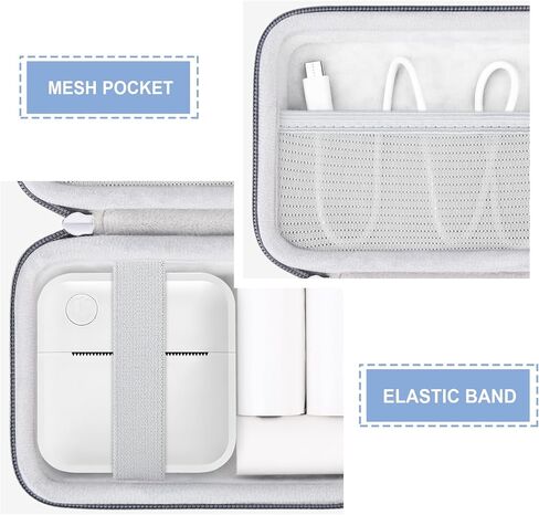 Hard Carrying Case for INVISEN/VFU/lopevi Label Maker Machine, Thermal Label Printer Bluetooth Label Maker Machine Storage Case with Mesh Pocket for Rolls Paper, USB Cabel, Grey in Kuwait