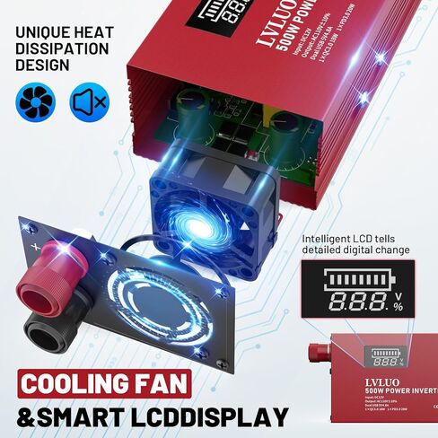 محول طاقة 300 واط تيار مستمر 12 فولت إلى 110 فولت تيار متردد للسيارة مع محول سيارة USB مزدوج 5.4 أمبير in Kuwait