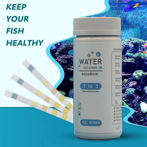طقم اختبار حوض السمك 7 في 1 من KINGYEENUO، طقم اختبار مياه حوض السمك 100 شريط، شرائط اختبار لحوض المياه العذبة/المياه المالحة، شرائط اختبار المياه سريعة ودقيقة للبركة/حمام السباحة in Kuwait