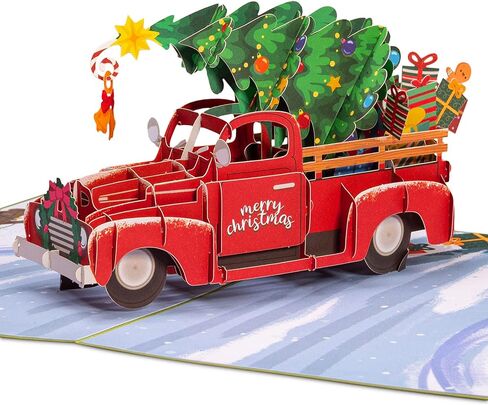 Paper Love 3D Pop Up Christmas Card, Christmas Car, Gift For Christmas or Holidays, 5" x 7" Cover - Includes Envelope and Removable Note Tag in Saudi Arabia