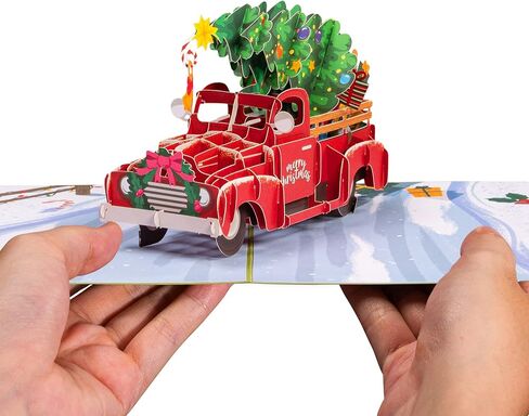 Paper Love 3D Pop Up Christmas Card, Christmas Car, Gift For Christmas or Holidays, 5" x 7" Cover - Includes Envelope and Removable Note Tag in Saudi Arabia