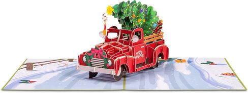 Paper Love 3D Pop Up Christmas Card, Christmas Car, Gift For Christmas or Holidays, 5" x 7" Cover - Includes Envelope and Removable Note Tag in Saudi Arabia