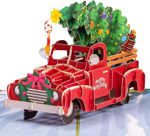 Paper Love 3D Pop Up Christmas Card, Christmas Car, Gift For Christmas or Holidays, 5" x 7" Cover - Includes Envelope and Removable Note Tag in Saudi Arabia