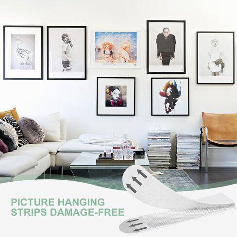 Picture Hanging Strips Heavy Duty, No Tools Adhesive Poster Strips for Frame Mounting Strips, Damage Free Frame Hangers for Classroom Walls, Renter Friendly, Apartment Essentials, White 64 PCS in Kuwait