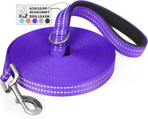 Long Dog Leash XiaZ Training Leashes 10/15/20/30/50/100ft Long Lead for Dogs 10ft Training Leash for Outside Black 10 Foot Nylon Padded Handle Reflective Hiking Yard in Saudi Arabia