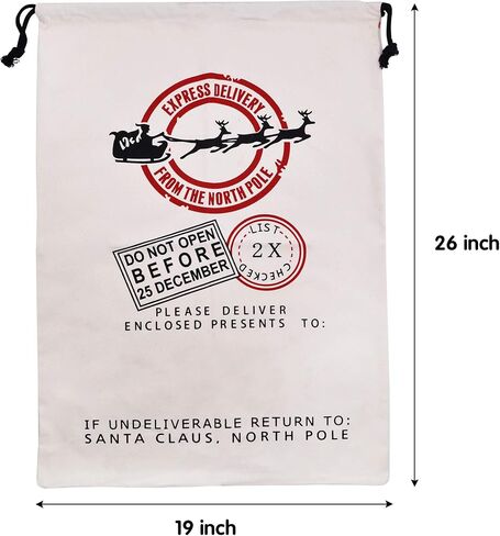 JOYIN 3 PCS Santa Burlap Sack present Bags with Drawstring 26" x 19" for Large Xmas Package Storage, Event Party Supplies, Christmas Party Favors. in Saudi Arabia