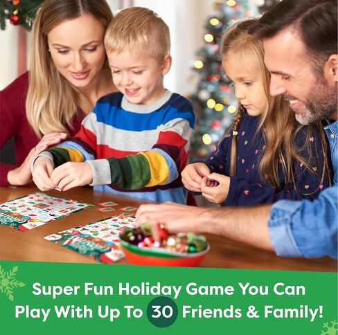 Christmas Bingo Game for Kids, Adults & Large Groups - 30 Players - Fun & Exciting Christmas Games for Family Party, Classroom Party - Reusable Christmas Bingo for Kids Christmas Party Games for Kids in Saudi Arabia