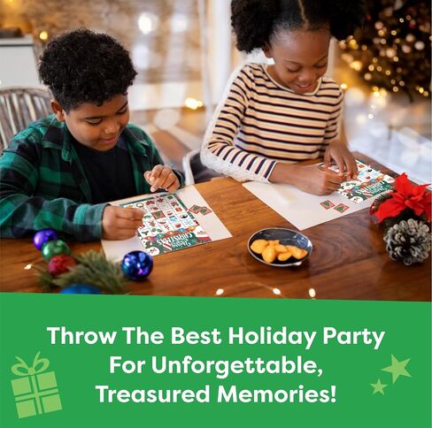 Christmas Bingo Game for Kids, Adults & Large Groups - 30 Players - Fun & Exciting Christmas Games for Family Party, Classroom Party - Reusable Christmas Bingo for Kids Christmas Party Games for Kids in Saudi Arabia