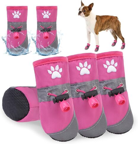 أحذية الكلب SCENEREAL للرصيف الساخن، واقيات مخالب للكلاب المتوسطة الصغيرة، أحذية مطر للكلاب عاكسة للصيف، أحذية للكلاب ناعمة مقاومة للماء للمشي في الهواء الطلق والأرضيات الصلبة الداخلية، وردي مقاس 5 in Kuwait