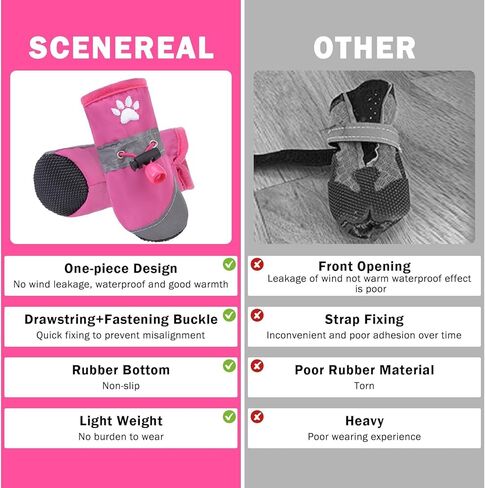 أحذية الكلب SCENEREAL للرصيف الساخن، واقيات مخالب للكلاب المتوسطة الصغيرة، أحذية مطر للكلاب عاكسة للصيف، أحذية للكلاب ناعمة مقاومة للماء للمشي في الهواء الطلق والأرضيات الصلبة الداخلية، وردي مقاس 5 in Kuwait