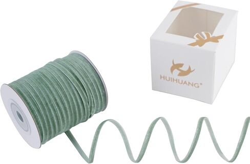 HUIHUANG Dusty Blue Velvet Ribbon 1/8 inch x 50 Yards Thin Velvet Ribbon Single Face Vintage Blue Velvet Ribbon for Gift Wrapping, Christmas Ornaments, Wedding Invitations, DIY Crafts, Tags in Kuwait