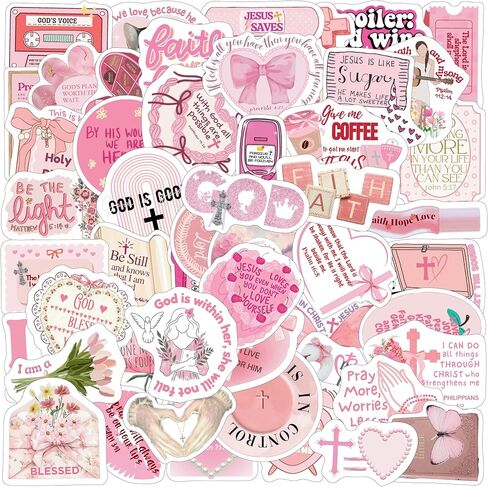 Pink Bible Verse Stickers for Christian Christmas Gift for Girl Women Inspirational Jesus Qoute Praise God Religious Decoration Party Favors Motivational in Saudi Arabia