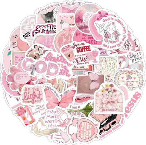 Pink Bible Verse Stickers for Christian Christmas Gift for Girl Women Inspirational Jesus Qoute Praise God Religious Decoration Party Favors Motivational in Saudi Arabia