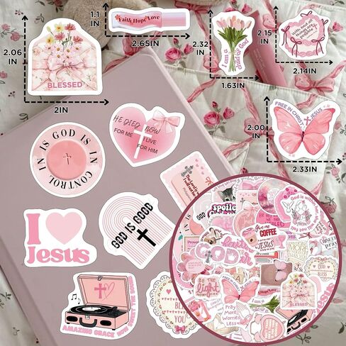 Pink Bible Verse Stickers for Christian Christmas Gift for Girl Women Inspirational Jesus Qoute Praise God Religious Decoration Party Favors Motivational in Saudi Arabia