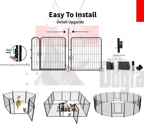 Dog Playpen Outdoor for Medium/Large Dogs 36'' High, Heavy Duty Dog Playpen with Rustproof and Sturdy Stakes, 3ft Dog Fence for RV Camping(12 Panels) in Saudi Arabia