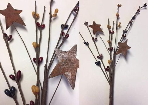 4 PC Set | Colonial Americana Pip Berry Picks with Rusty Stars | 12 inch in Kuwait
