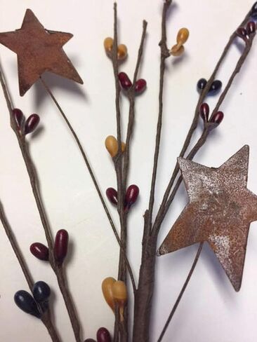 4 PC Set | Colonial Americana Pip Berry Picks with Rusty Stars | 12 inch in Kuwait