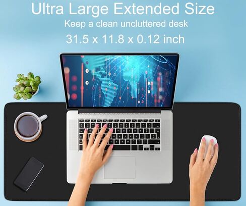 Mouse Pad, Large Gaming Mouse Pad with Double Stitched Edges, 14.9 x 11.7 inches Premium-Textured & Waterproof Mousepad, Nonslip Natural Rubber Base Mouse pad for Laptop,Computer, Office, Black in Kuwait