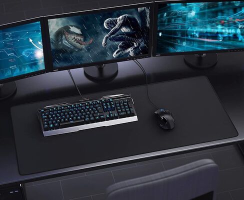 Mouse Pad, Large Gaming Mouse Pad with Double Stitched Edges, 14.9 x 11.7 inches Premium-Textured & Waterproof Mousepad, Nonslip Natural Rubber Base Mouse pad for Laptop,Computer, Office, Black in Kuwait