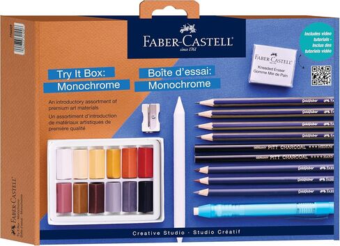 Faber-Castell Creativity for Kids Try It Box Monochrome Art Set, 27 Count in Saudi Arabia