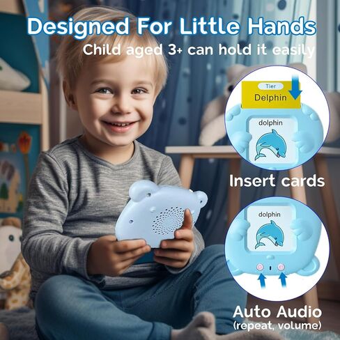 Bilingual English German Flash Cards - Talking Flash Cards for Kids, Pocket Speech for Toddlers 3-12, Educational Learning Toys, Audible Gift Play Cards German, Autism Sensory Toys (Blue) in Kuwait
