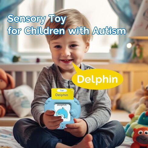 Bilingual English German Flash Cards - Talking Flash Cards for Kids, Pocket Speech for Toddlers 3-12, Educational Learning Toys, Audible Gift Play Cards German, Autism Sensory Toys (Blue) in Kuwait