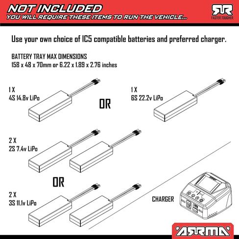 شاحنة ARRMA RC 1/8 سيئة السمعة 4X4 6S BLX BRUSHLESS V6 Stunt Truck RTR (البطارية والشاحن غير متضمنة)، (أسود)، ARA8611V6T1 in Saudi Arabia