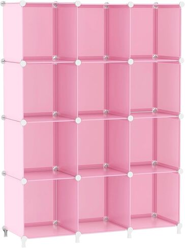 AWTATOS Cube Storage Organizer Protable Closet Organizers and Storage for Kids DIY Stackable 12 Cube Storage Shelves Clothes Organizer for Bedroom, Home, Pink in Kuwait