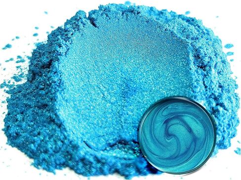 صبغة مسحوق الميكا الزرقاء الفاخرة من آي كاندي (25 جرام) | إضافات الفنون والحرف اليدوية متعددة الأغراض | صب الأكريليك، الأعمال الخشبية، الإيبوكسي، الراتنج، قنابل الحمام، الطلاء، الصابون، طلاء الأظافر (أزرق أوكيناوا) in Kuwait
