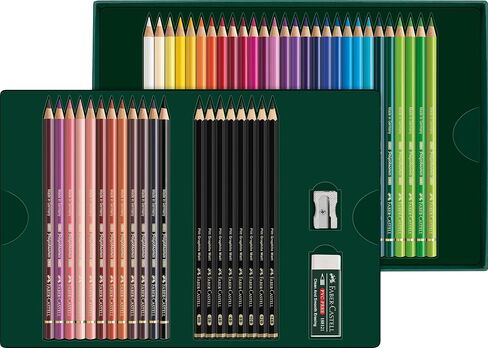 Faber-Castell Polychromos and Pitt Matte Graphite Gift Artist Drawing Set, 1 Count (Pack of 50), Multi-Color 50 in Saudi Arabia