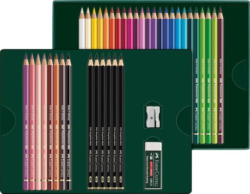 Faber-Castell Polychromos and Pitt Matte Graphite Gift Artist Drawing Set, 1 Count (Pack of 50), Multi-Color 50 in Saudi Arabia