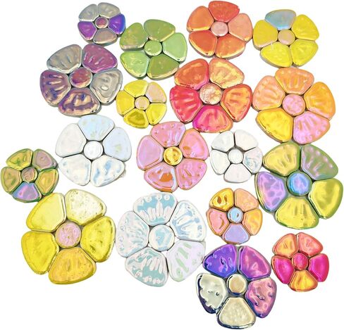 1.1 LB Random Ceramic Mosaic Tiles for DIY Crafts, 3 Size Flowers Mosaic Pieces for Artwork, Photo Frames, Cups, Flower Pots, Fish Tank, Vases, Make Stepping Stones (Porcelain Mosaic A) in Kuwait
