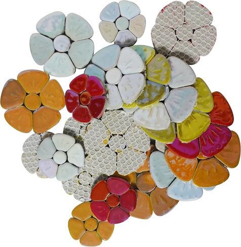 1.1 LB Random Ceramic Mosaic Tiles for DIY Crafts, 3 Size Flowers Mosaic Pieces for Artwork, Photo Frames, Cups, Flower Pots, Fish Tank, Vases, Make Stepping Stones (Porcelain Mosaic A) in Kuwait