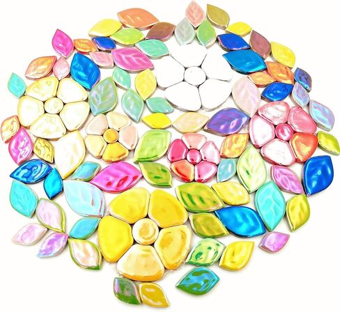 1.1 LB Random Ceramic Mosaic Tiles for DIY Crafts, 3 Size Flowers Mosaic Pieces for Artwork, Photo Frames, Cups, Flower Pots, Fish Tank, Vases, Make Stepping Stones (Porcelain Mosaic A) in Kuwait