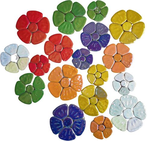 1.1 LB Random Ceramic Mosaic Tiles for DIY Crafts, 3 Size Flowers Mosaic Pieces for Artwork, Photo Frames, Cups, Flower Pots, Fish Tank, Vases, Make Stepping Stones (Porcelain Mosaic A) in Kuwait
