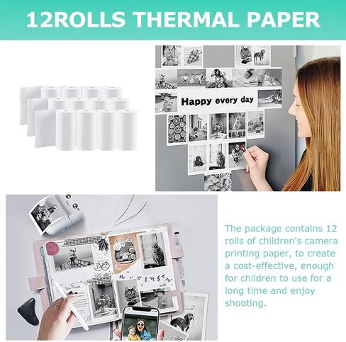 12 Rolls Instant Camera Refill Print Paper,Photo Printer Thermal Paper Rolls Print Camera Paper Refill for Most Kids Instant Camera,Kids Instant Camera Print Refill Paper in Saudi Arabia
