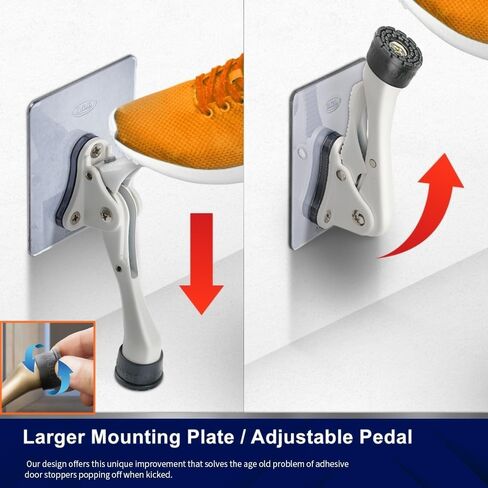 HOME&I Adhesive Kick Down Door Stopper,No Drilling Large Self Adhesive Plate,Height-Adjustable Rubber Foot (Black, 4 inch x 1 Pack) in Saudi Arabia