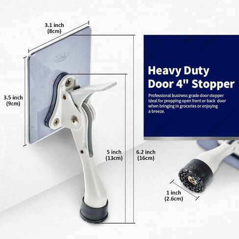 HOME&I Adhesive Kick Down Door Stopper,No Drilling Large Self Adhesive Plate,Height-Adjustable Rubber Foot (Black, 4 inch x 1 Pack) in Saudi Arabia