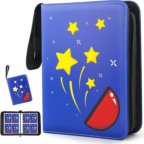 Card Binder 4-Pockets, 400 Pockets Card Holder with 50 Removable Sleeves, Large Capacity＆Waterproof Zipper Album Holder for Trading Card Collector, Blue Stars in Saudi Arabia