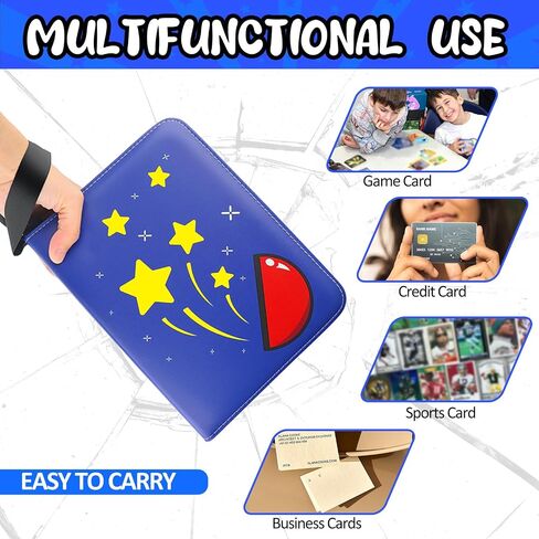 Card Binder 4-Pockets, 400 Pockets Card Holder with 50 Removable Sleeves, Large Capacity＆Waterproof Zipper Album Holder for Trading Card Collector, Blue Stars in Saudi Arabia