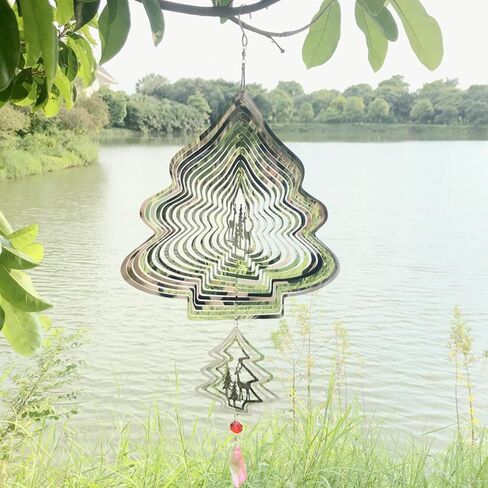 Christmas Wind Spinner Outdoor Garden Decor Hanging Ornament Worth Gift for Holiday Decoration Yard Patio Farm-Christmas Tree A in Saudi Arabia