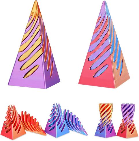 2-Pack Impossible Pyramid Fidget Toys Mini 3D Printed Spiral Cone for Stress Relief Creative Gift for Kids and Adults Perfect for Christmas Birthday in Saudi Arabia