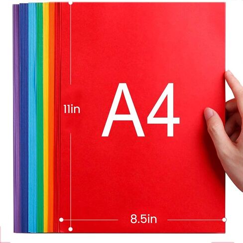 3 otters 200 Sheets Colored Card Stock, 180 GSM 10 Colors Construction Paper for Scrapbook, School Office Supplies in Kuwait